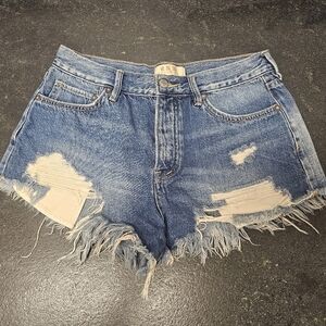 We The Free Blue Distressed Jean Shorts